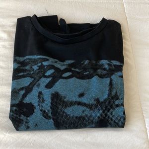 black and blue graphic print tee